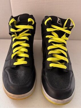 Nike Black Athletic Shoes with Yellow Laces